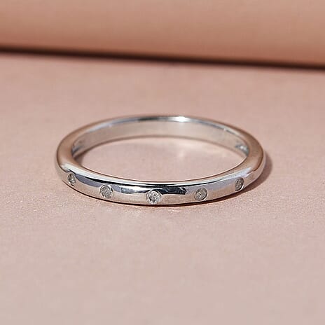 Diamond Stackable Band Ring in Platinum Overlay Sterling Silver