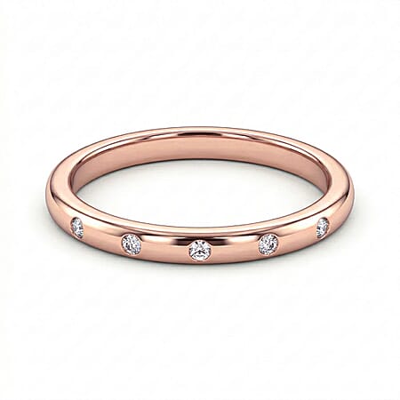 Diamond Button Wedding Band Ring in Sterling Silver with 18K Vermeil Rose Gold