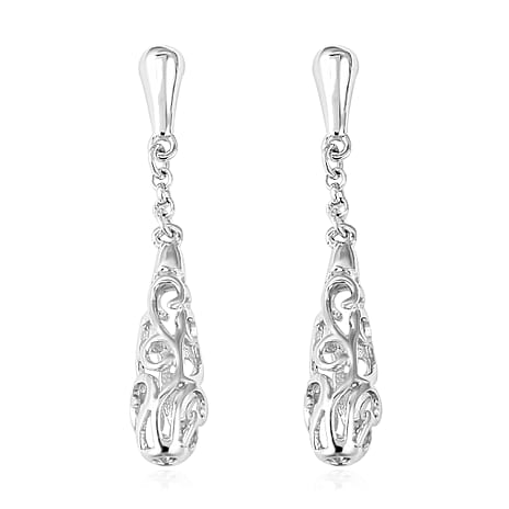 LucyQ Air Drop Collection - Rhodium Overlay Sterling Silver Air Drop Earrings with Push Back