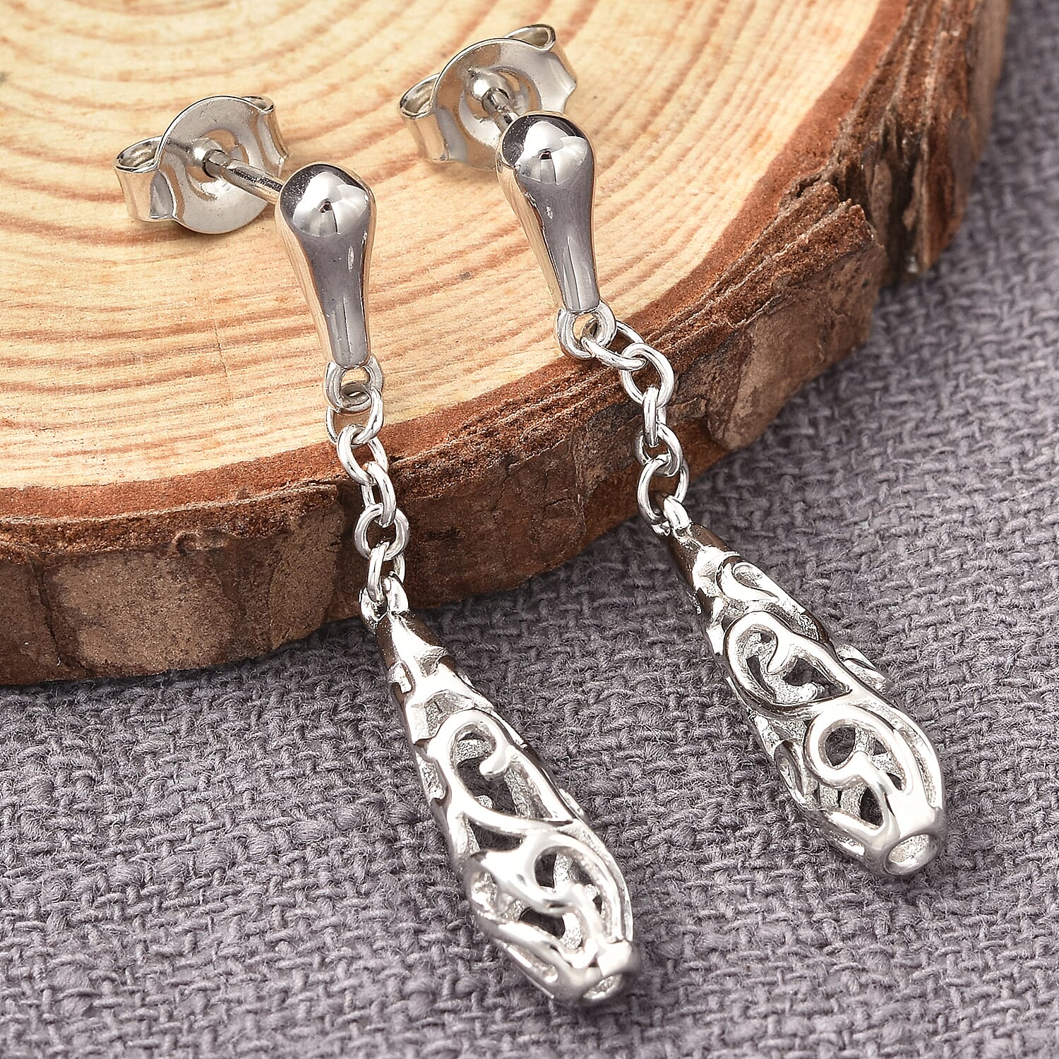LucyQ Air Drip Collection - Rhodium Overlay Sterling Silver Air Drip Earrings