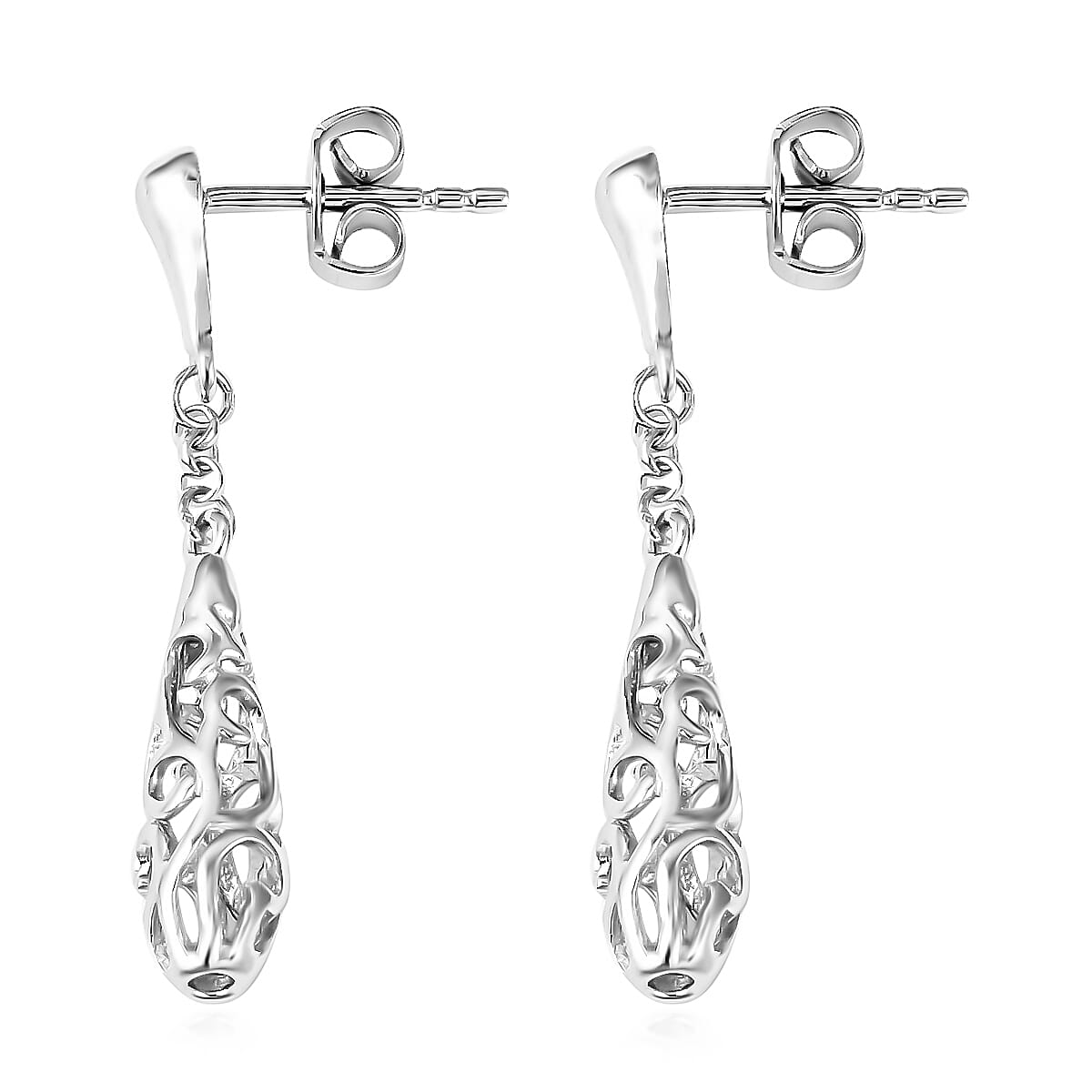 LucyQ Air Drip Collection - Rhodium Overlay Sterling Silver Air Drip Earrings