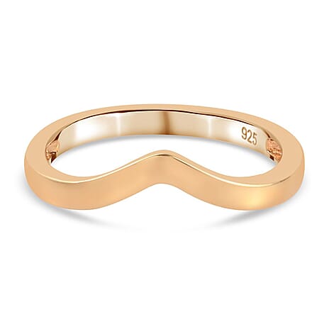 18K Vermeil Yellow Gold Plated Sterling Silver Wishbone V Shape Stacker Ring