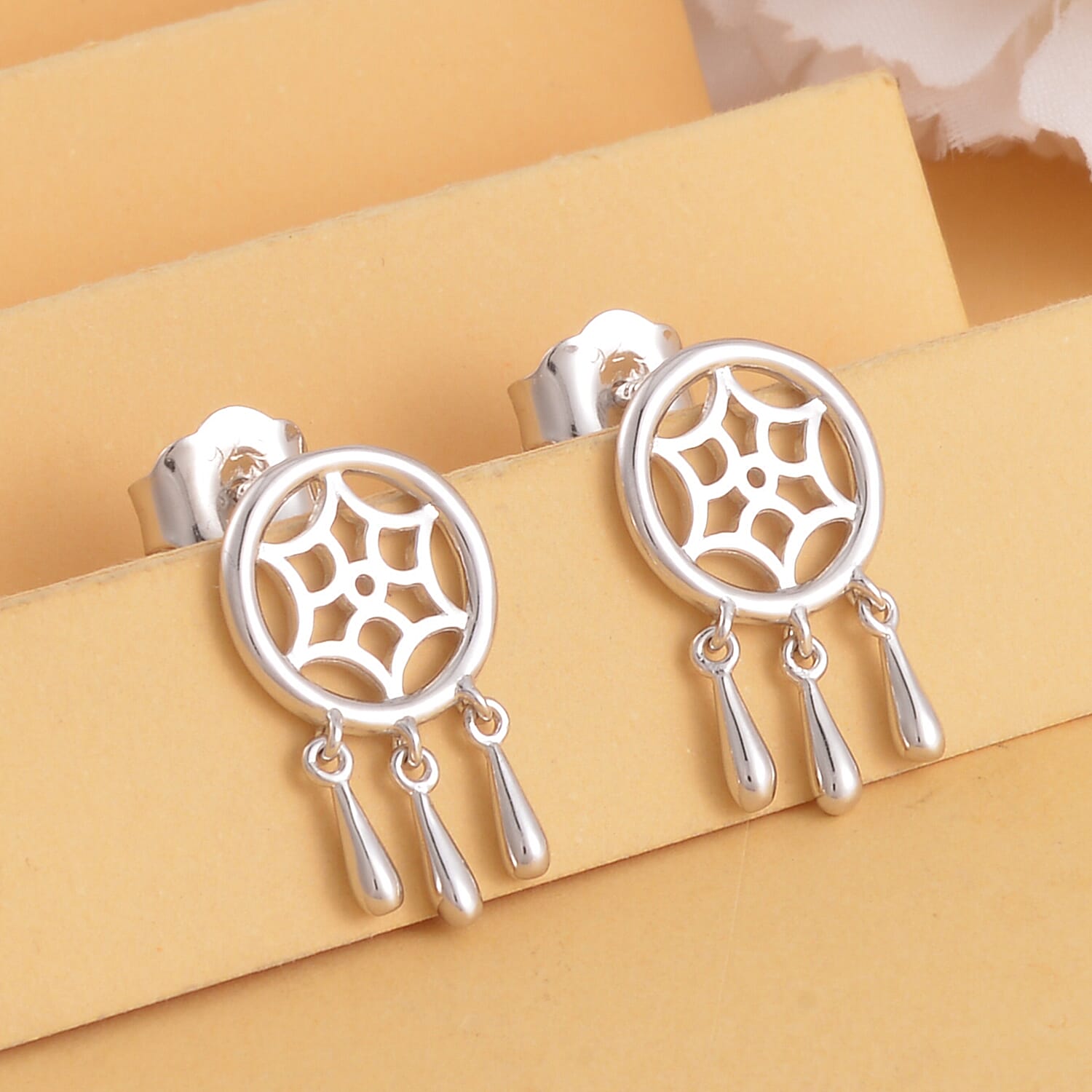 Lucy Q Dream Catcher Collection - Rhodium Overlay Sterling Silver Earrings With Push Back