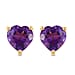 Amethyst Heart Stud Earrings in 18K Yellow Gold Vermeil Plated Sterling Silver