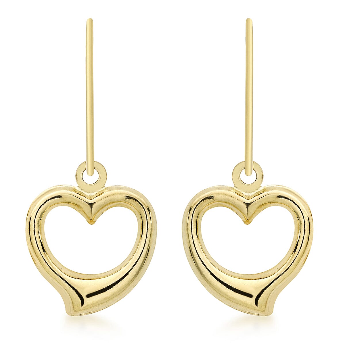 JCK Vegas Collection 9K Yellow Gold Open Heart Drop Hook Earrings