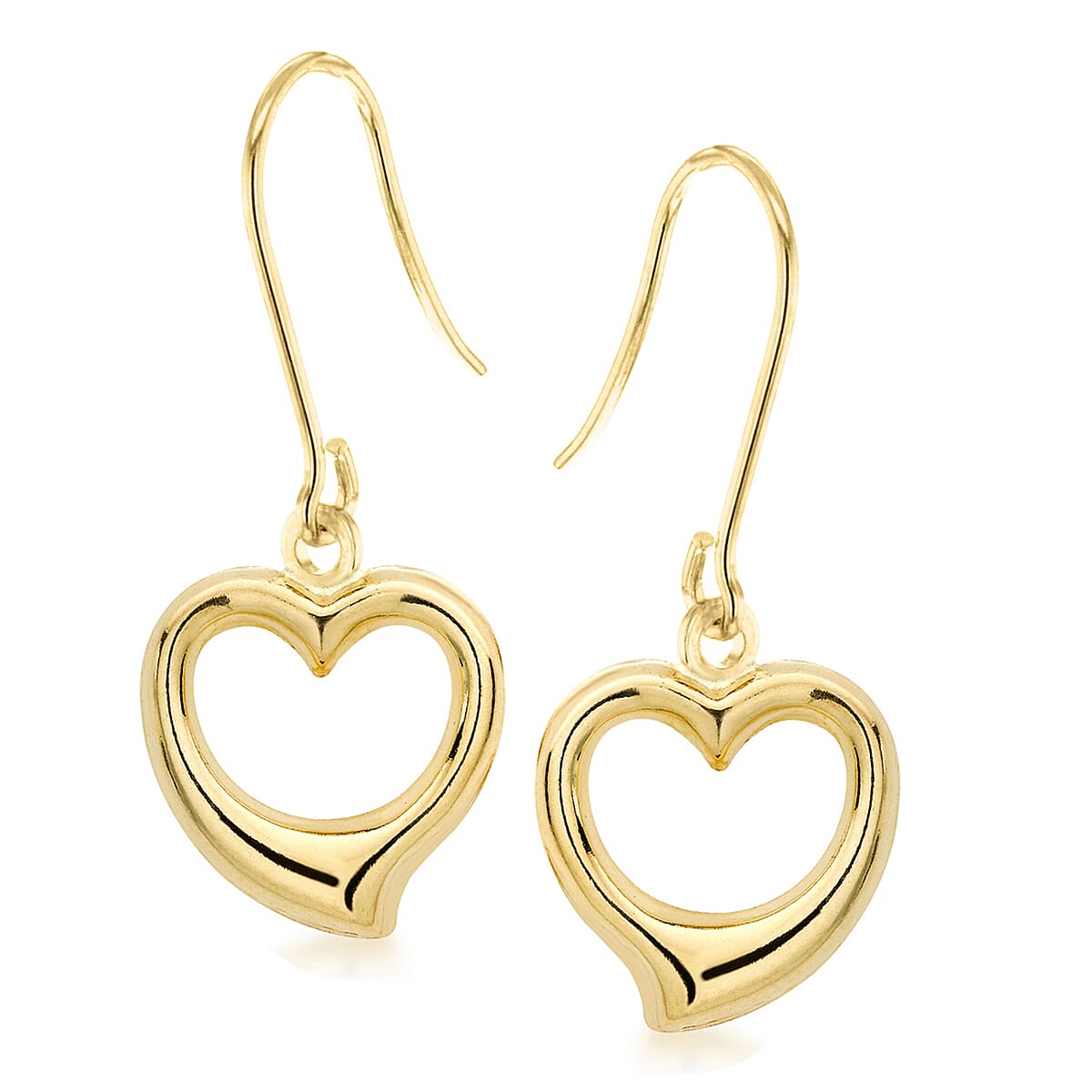 JCK Vegas Collection 9K Yellow Gold Open Heart Drop Hook Earrings