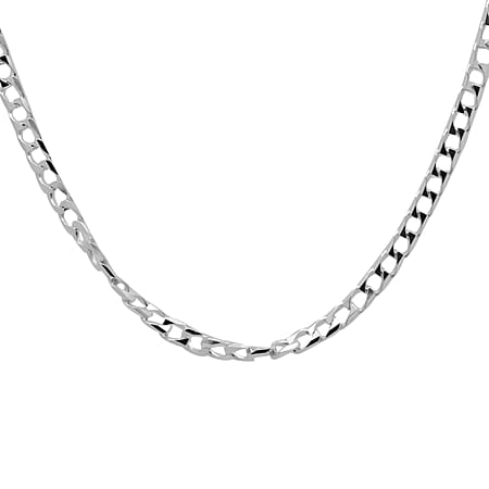 JCK Vegas Collection Diamond Cut Square Curb 20 Inch Chain in Sterling Silver