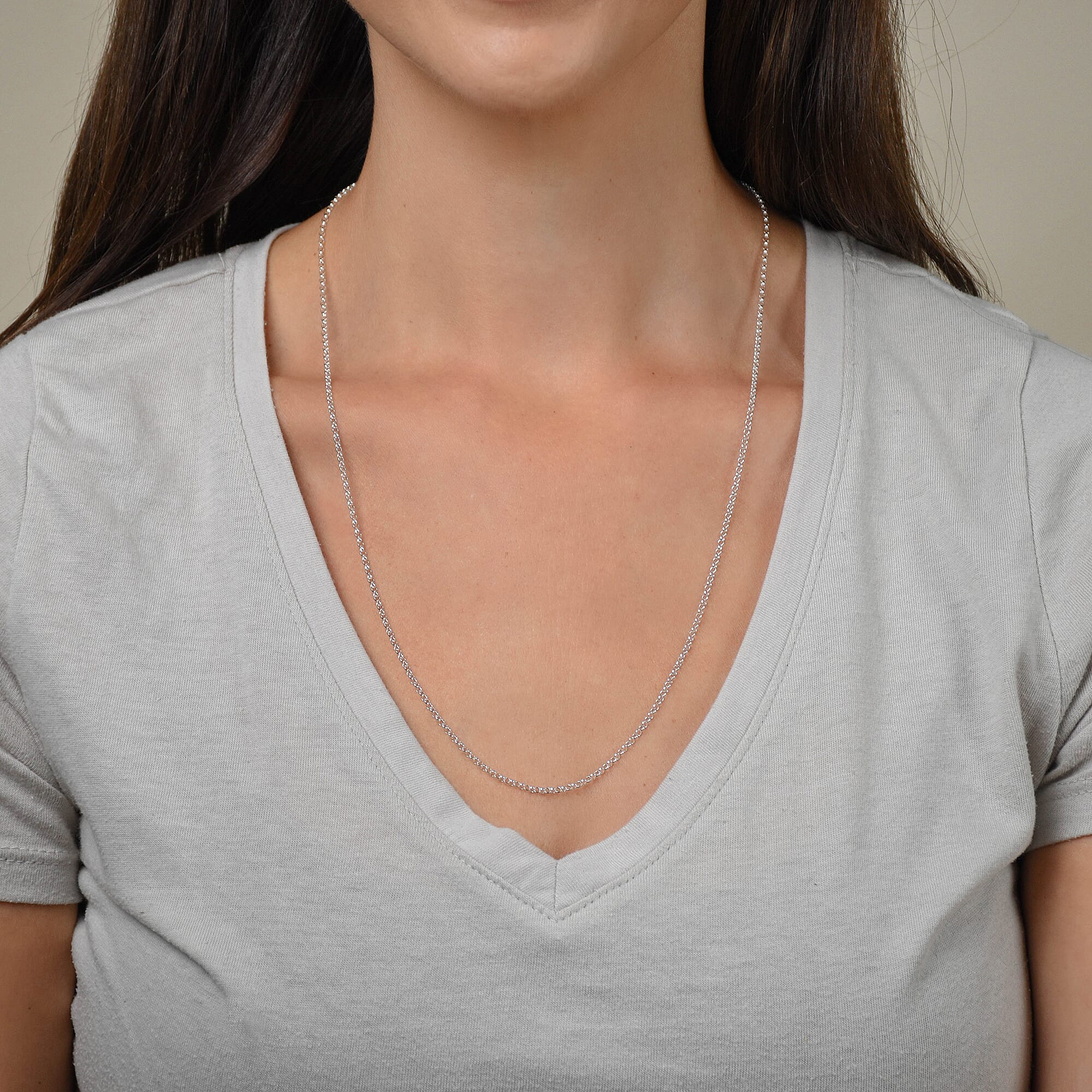 JCK Vegas Collection - Belcher Chain (Size 24) With Spring Ring Clasp in Rhodium Overlay Sterling Silver