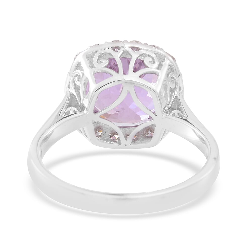 ILIANA 18K White Gold AAAA Kunzite (Cush 6.25 Ct), Diamond Ring 7.00 Ct.