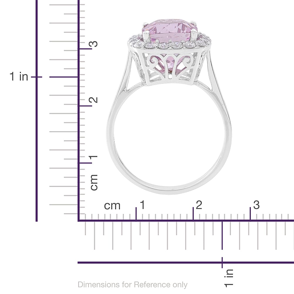 ILIANA 18K White Gold AAAA Kunzite (Cush 6.25 Ct), Diamond Ring 7.00 Ct.