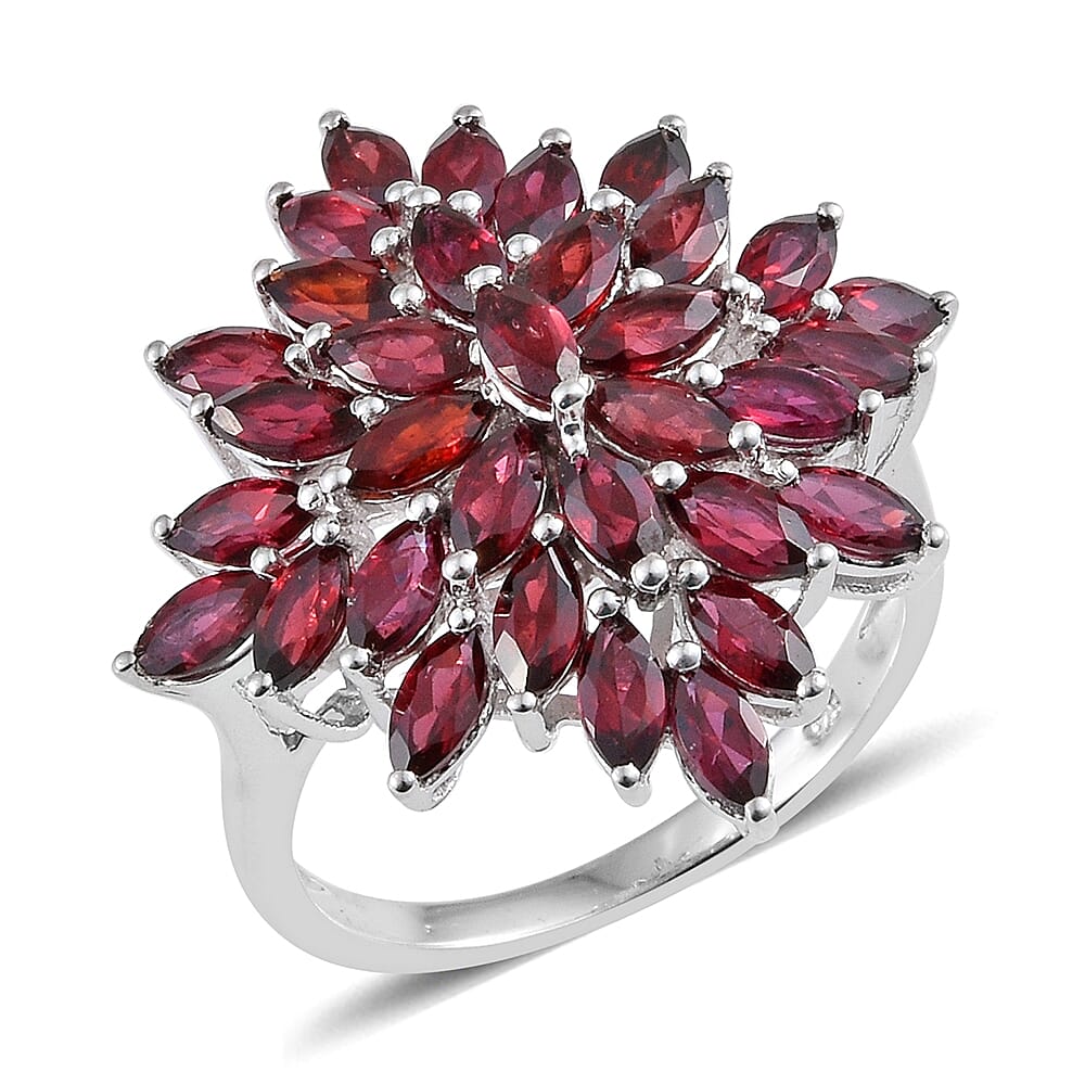 Show Stopper-Arizona Anthill Garnet (Mrq) Cluster Ring in Platinum Overlay Sterling Silver 5.750 Ct.