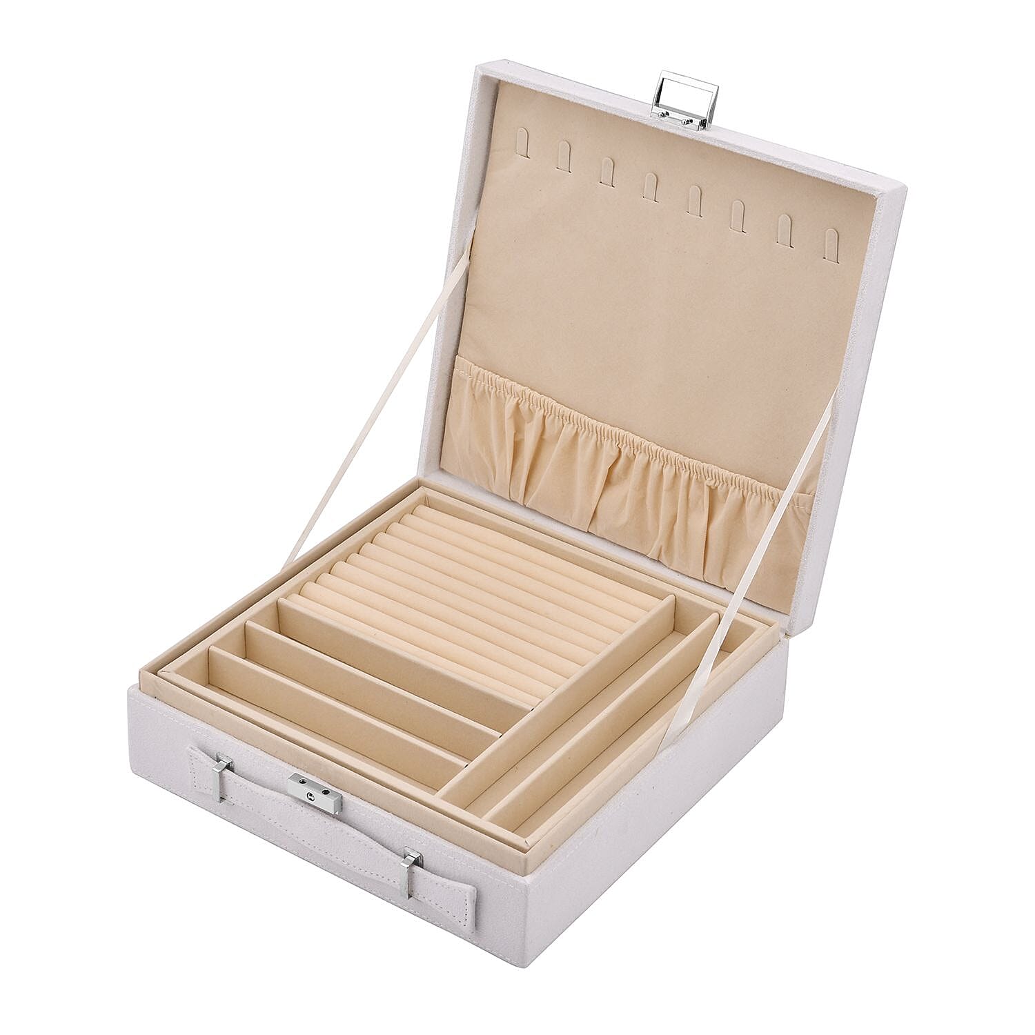 2-Tier Anti-Tarnish Protective Layer Jewellery Box Organizer (26cm) - White