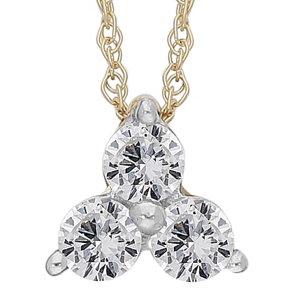 0.25 Carat Diamond SGL Certified I3 G-H Trilogy Pendant with Chain in 9K Gold