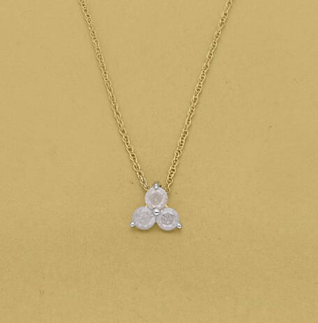 9K Yellow Gold SGL Certified Diamond (Rnd) (I3-G-H) Trilogy Pendant with Chain (Size 18) 0.25 Ct.