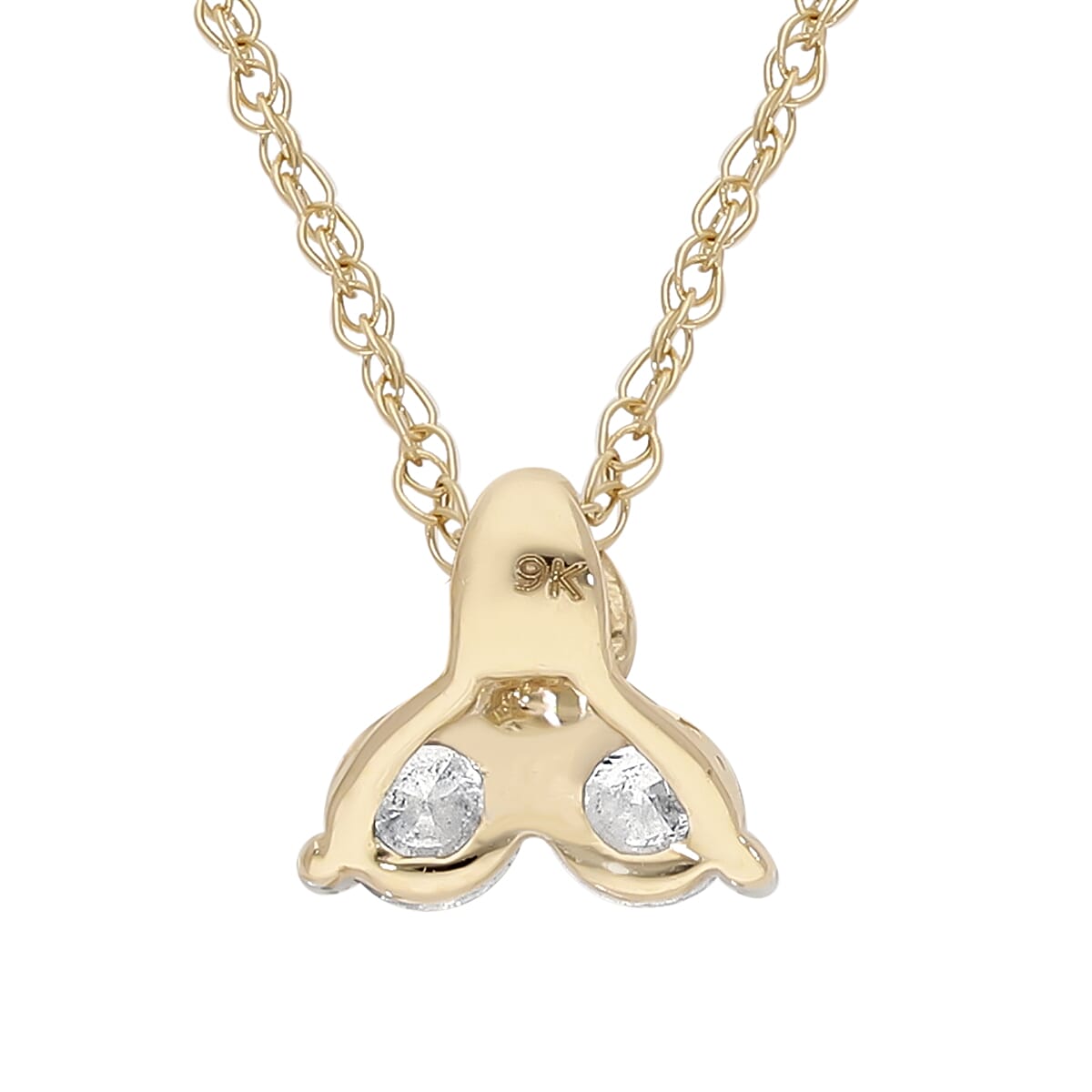 9K Yellow Gold SGL Certified Diamond (Rnd) (I3-G-H) Trilogy Pendant with Chain (Size 18) 0.25 Ct.