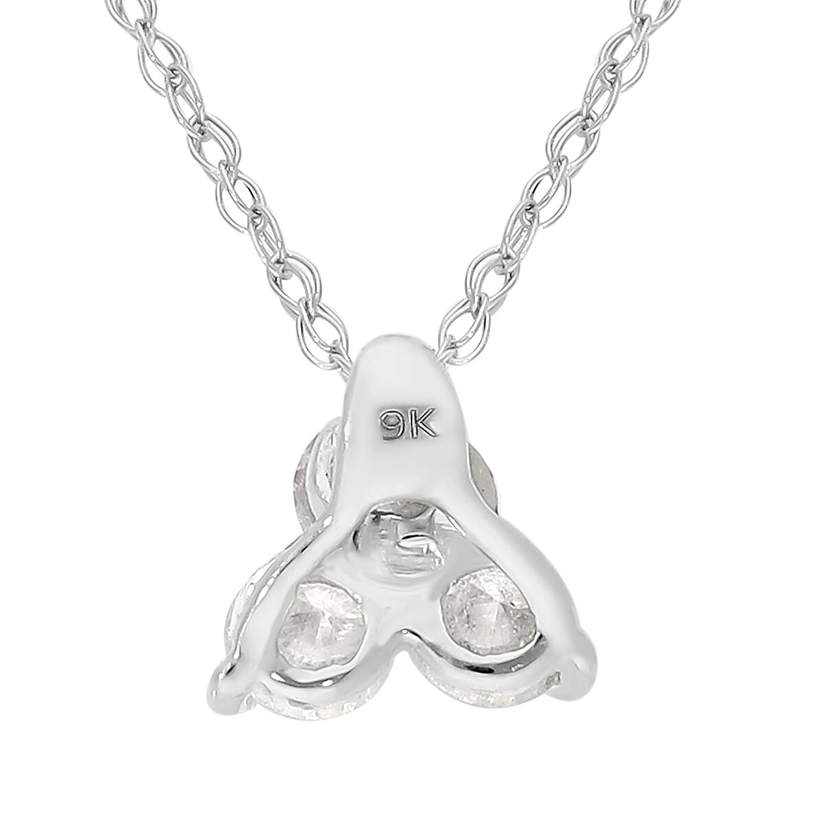 9K White Gold SGL Certified Diamond (Rnd) (I3/G-H) Trilogy Pendant with Chain (Size 18) 0.25 Ct.