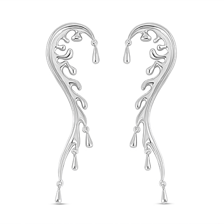 Lucy Q Splash Collection - Rhodium Overlay Sterling Silver Earring (with Push Back), Silver Wt. 9.50 Gms