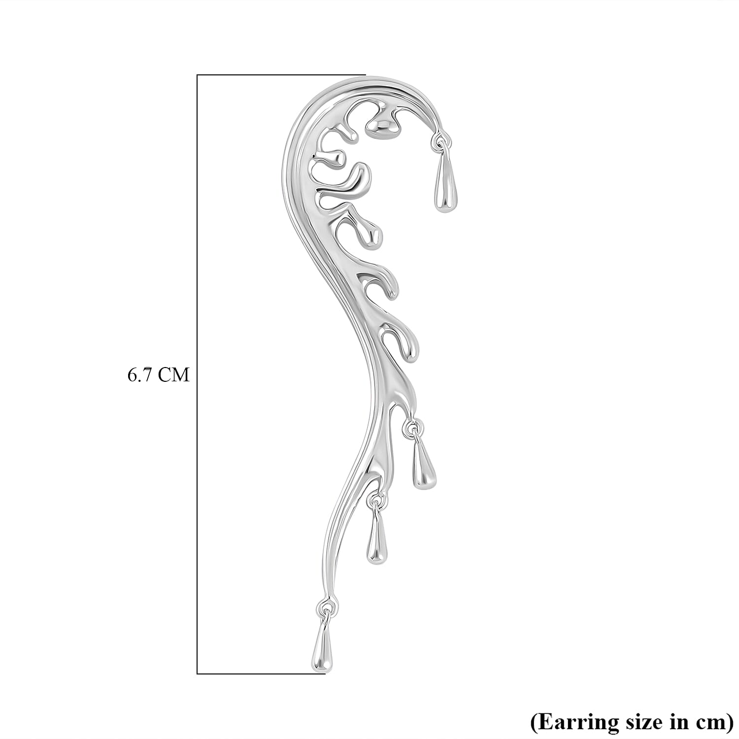 Lucy Q Wave Collection - Rhodium Overlay Sterling Silver Earrings, Silver Wt. 9.50 Gms