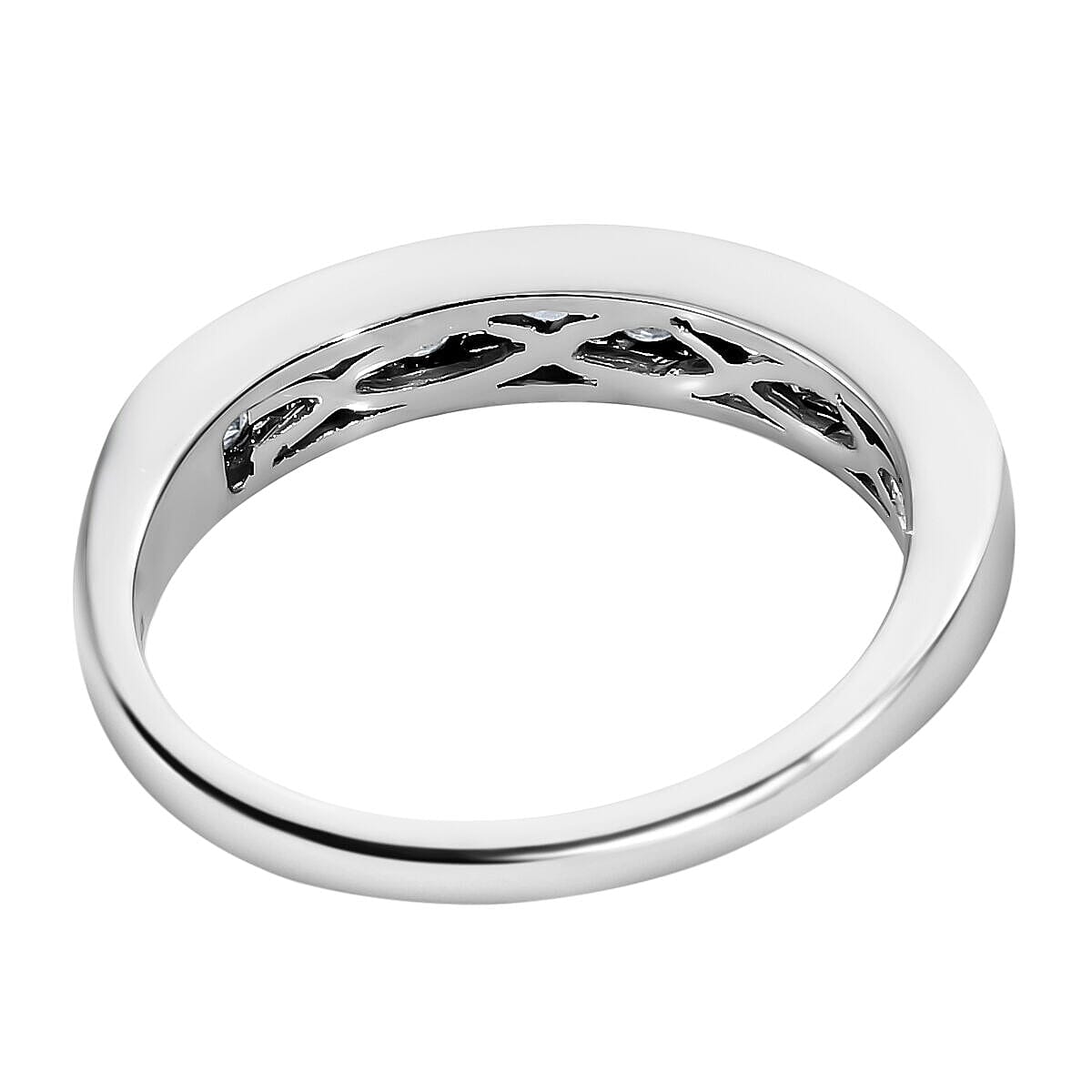 RHAPSODY 950 Platinum (5.10 Grams) AAAA Santa Maria Aquamarine Band Ring 1.00 Ct.