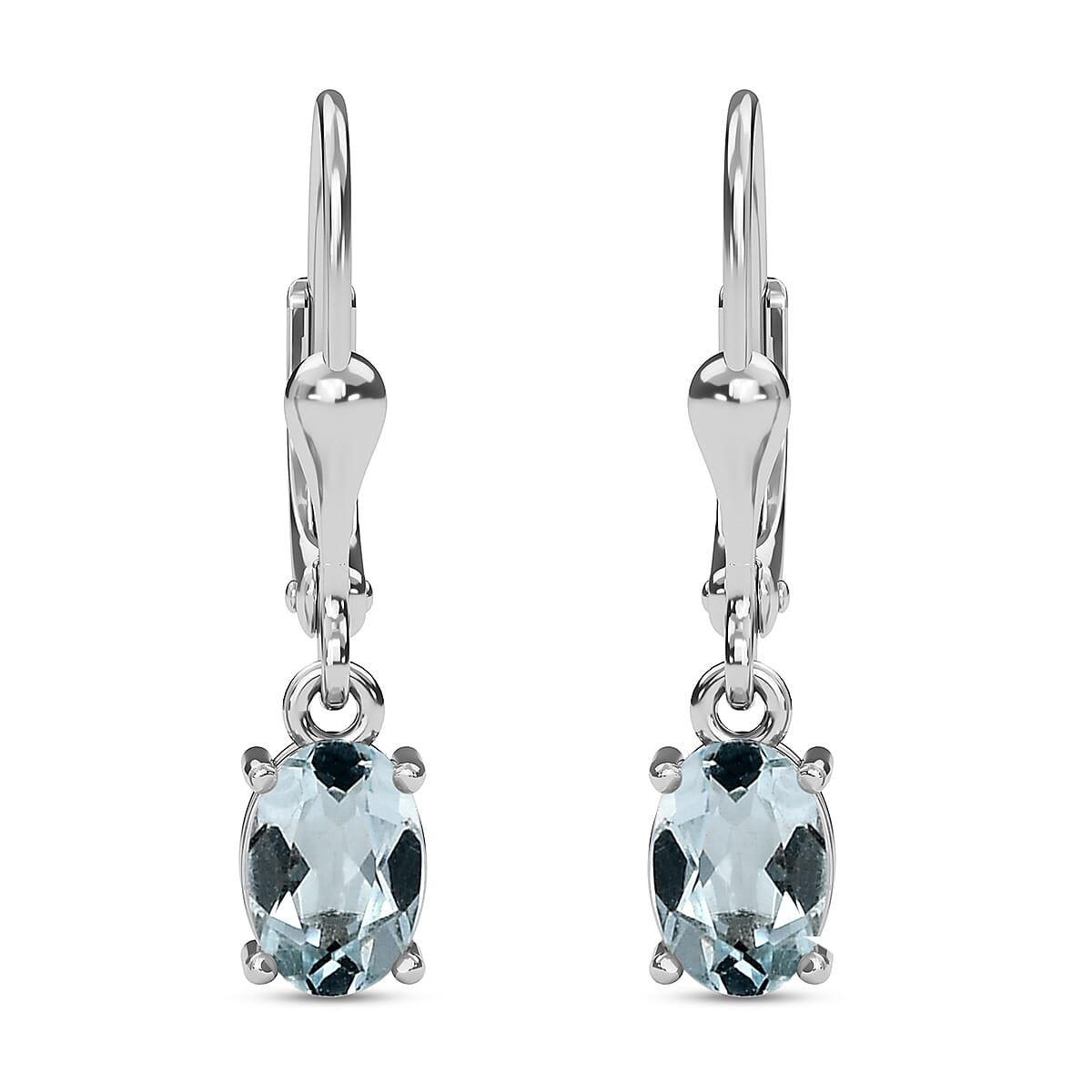 One Time Deal - Espirito Santo Aquamarine Lever Back Earrings in Platinum Overlay Sterling Silver