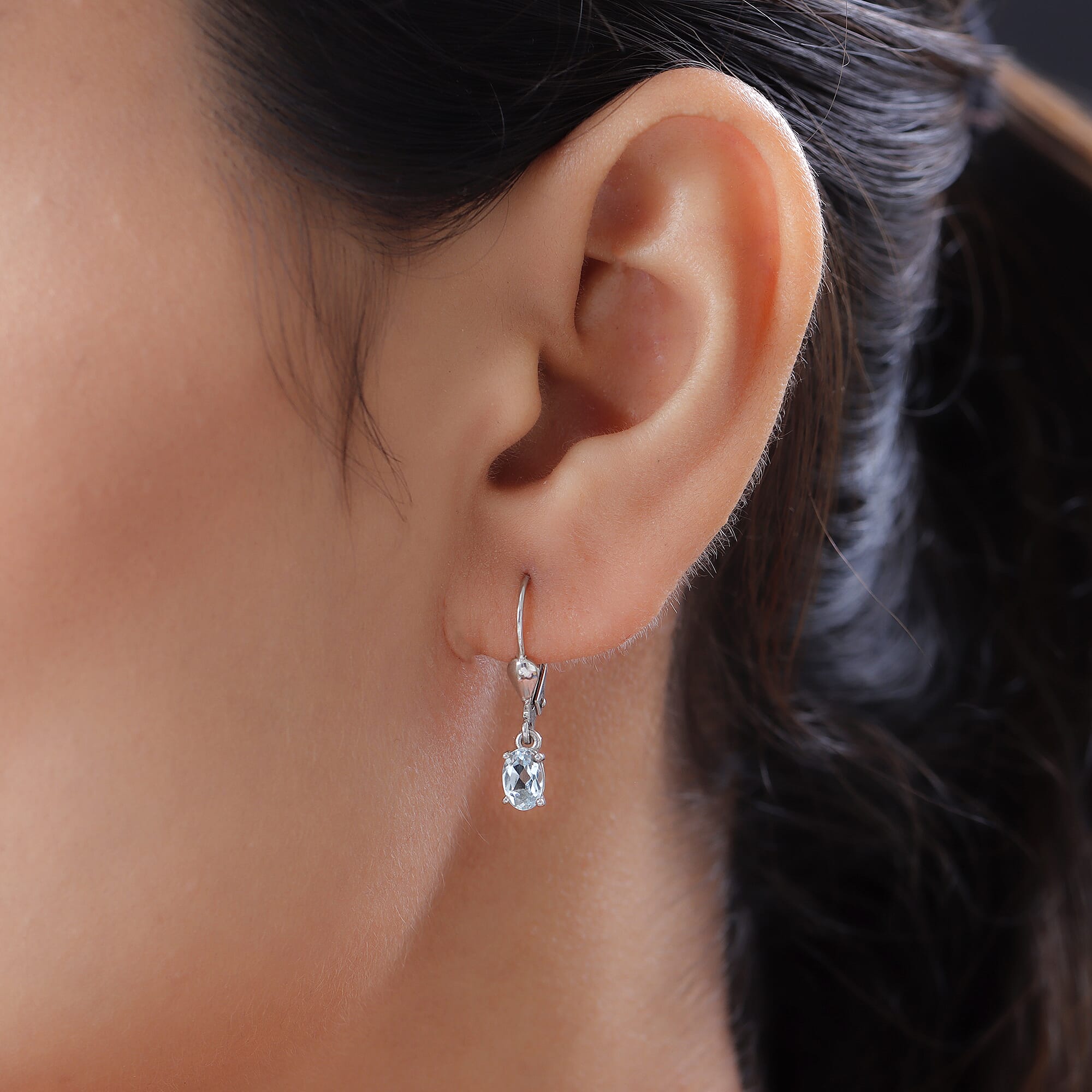 One Time Deal - Espirito Santo Aquamarine Lever Back Earrings in Platinum Overlay Sterling Silver