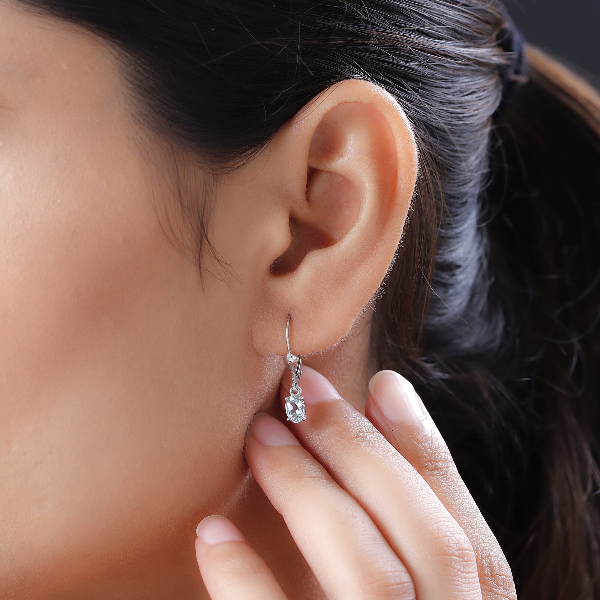 One Time Deal - Espirito Santo Aquamarine Lever Back Earrings in Platinum Overlay Sterling Silver