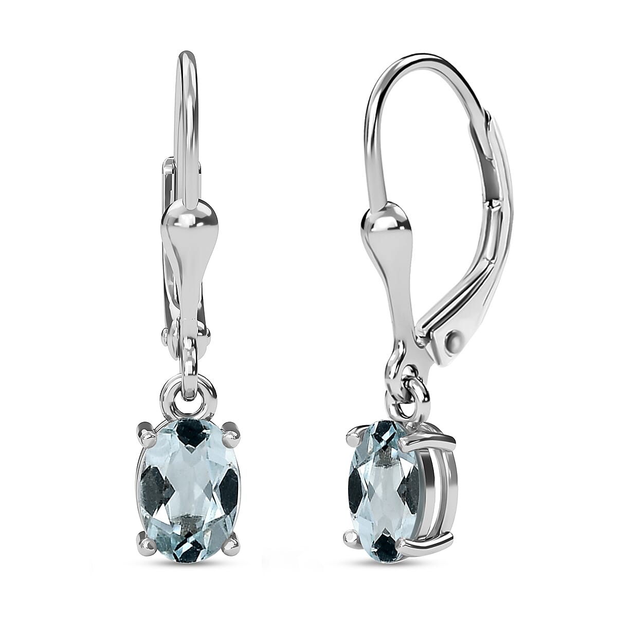 One Time Deal - Espirito Santo Aquamarine Lever Back Earrings in Platinum Overlay Sterling Silver