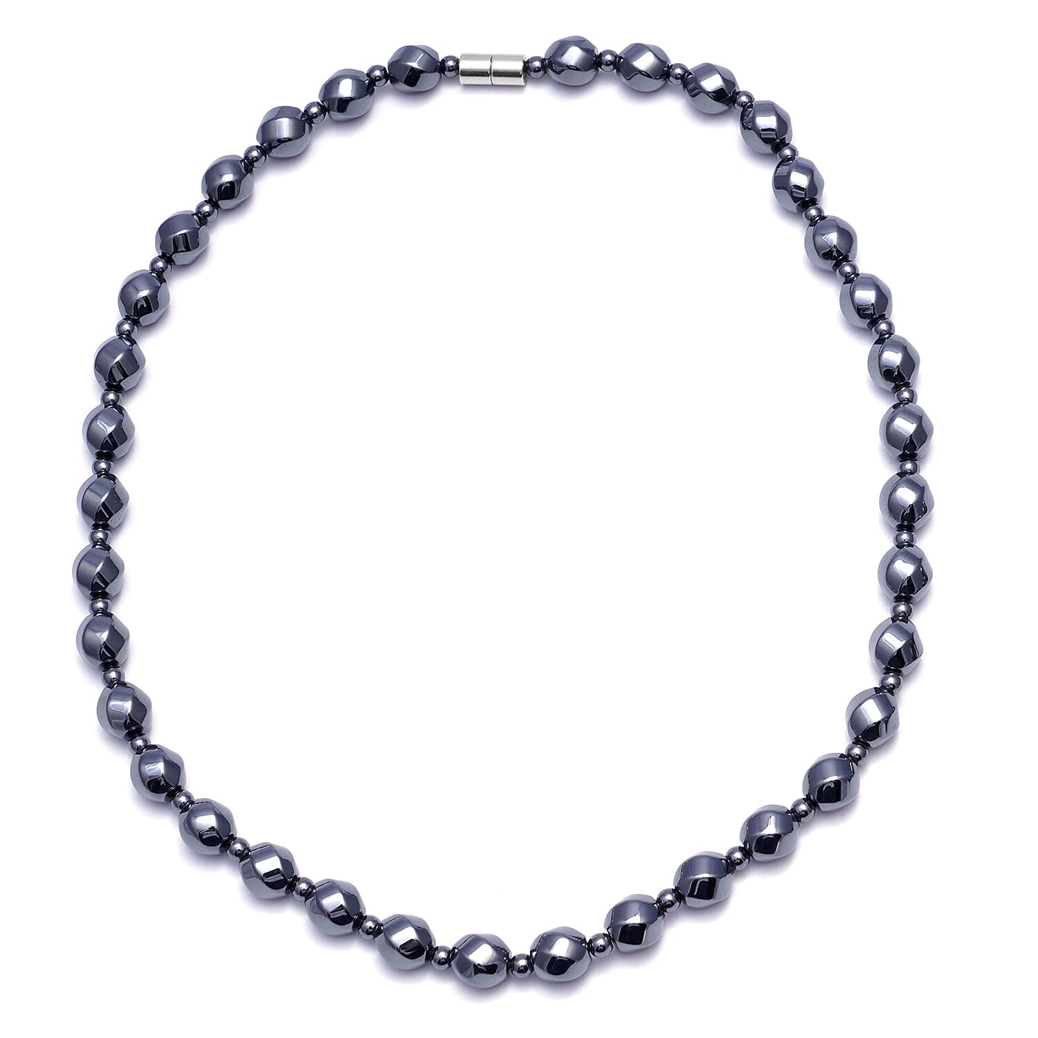 2 Piece Set - Hematite Necklace (Size 20) with Magnetic Lock and Stretchable Bracelet (Size 7.5) 802.000 Ct.