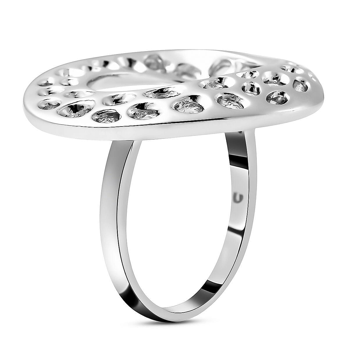 RACHEL GALLEY Warp Collection - Rhodium Overlay Sterling Silver Lattice Ring, Silver Wt 6.30 Gms