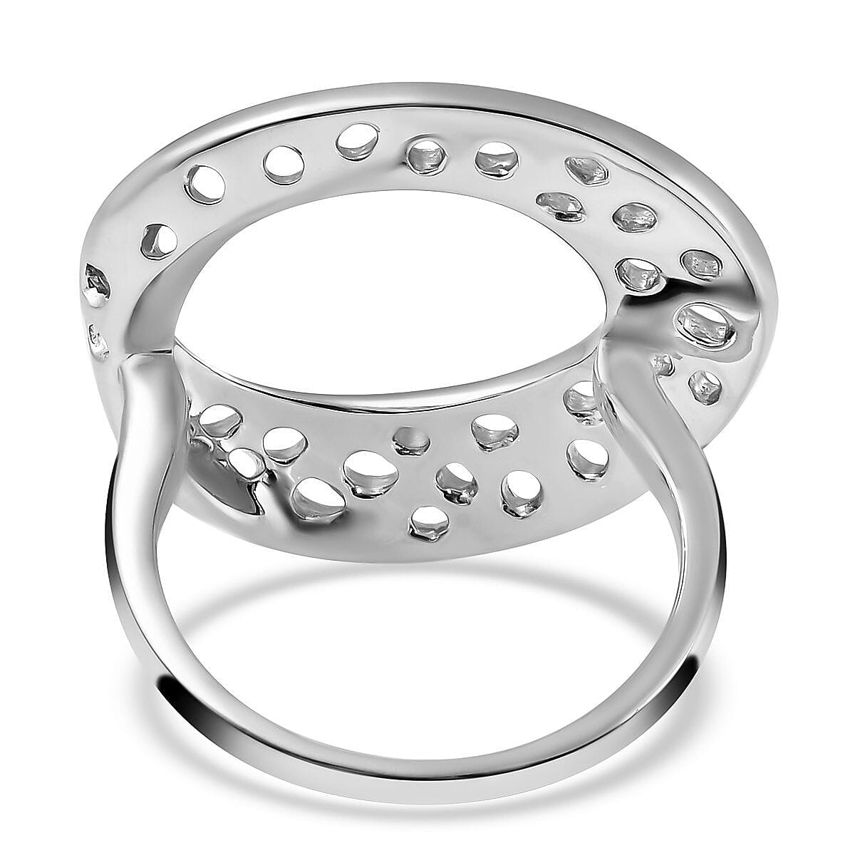 RACHEL GALLEY Warp Collection - Rhodium Overlay Sterling Silver Lattice Ring, Silver Wt 6.30 Gms