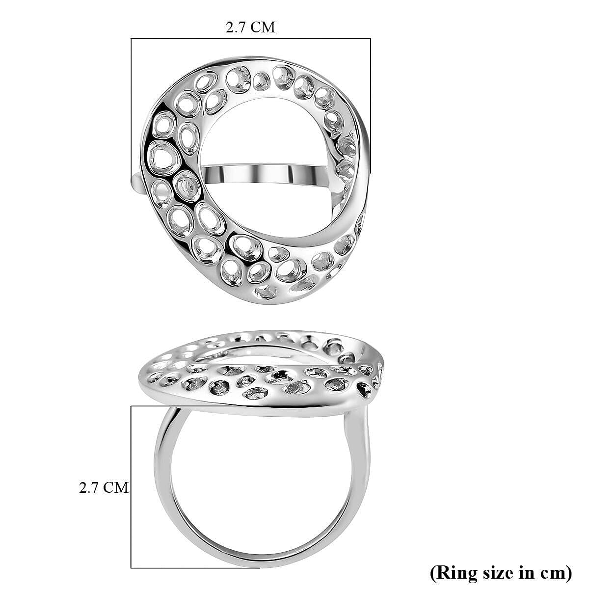 RACHEL GALLEY Warp Collection - Rhodium Overlay Sterling Silver Lattice Ring, Silver Wt 6.30 Gms