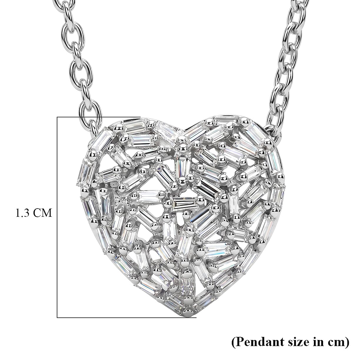 GP - Natural Diamond & Blue Sapphire Heart Pendant with Chain (Size - 20) in Rhodium Overlay Sterling Silver 0.40 Ct.