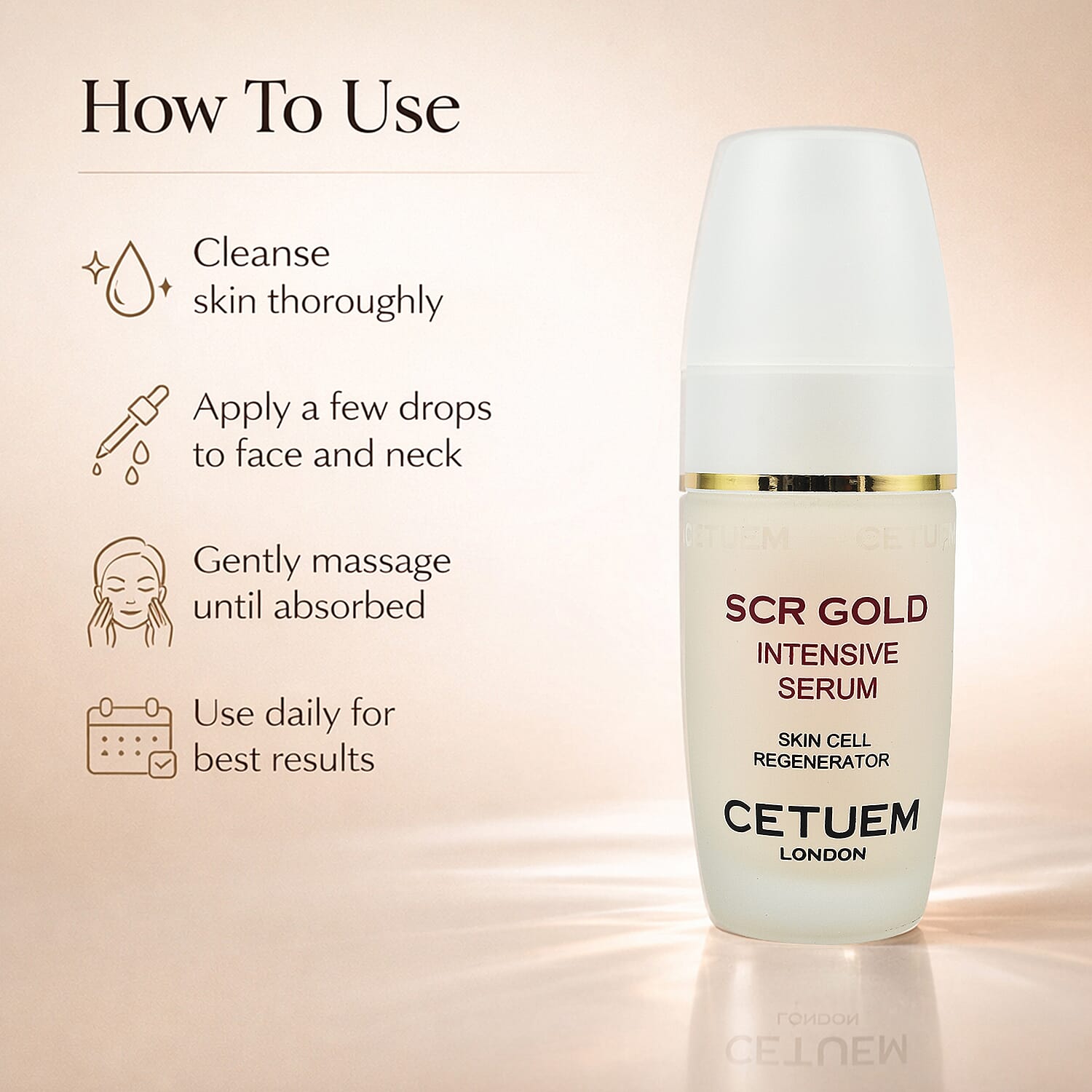 Cetuem - SCR Gold Anti-Ageing, Anti-Oxidant Gold Regenerator Serum - 50ml