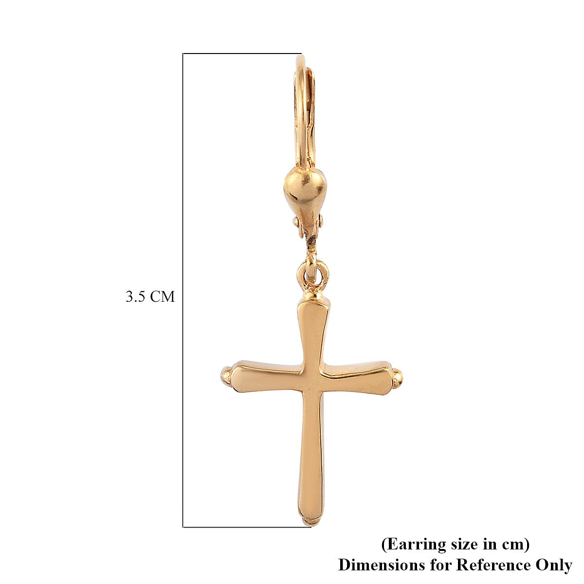 14K Gold Overlay Sterling Silver Lever Back Cross Earrings