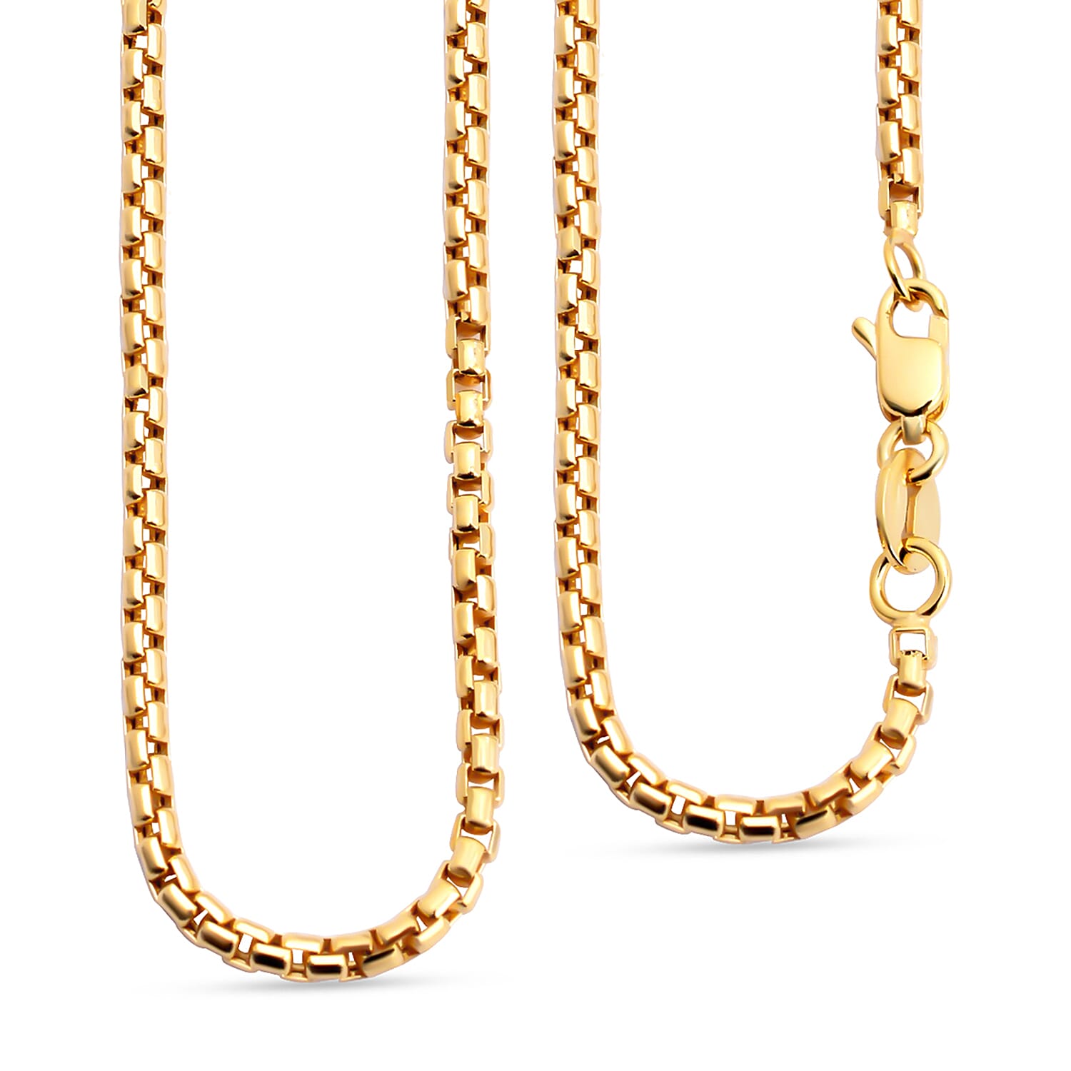 JCK Vegas Collection 9K Yellow Gold Venetian Box Chain (Size 20) with Lobster Clasp, Gold Wt. 3.50 Gms.
