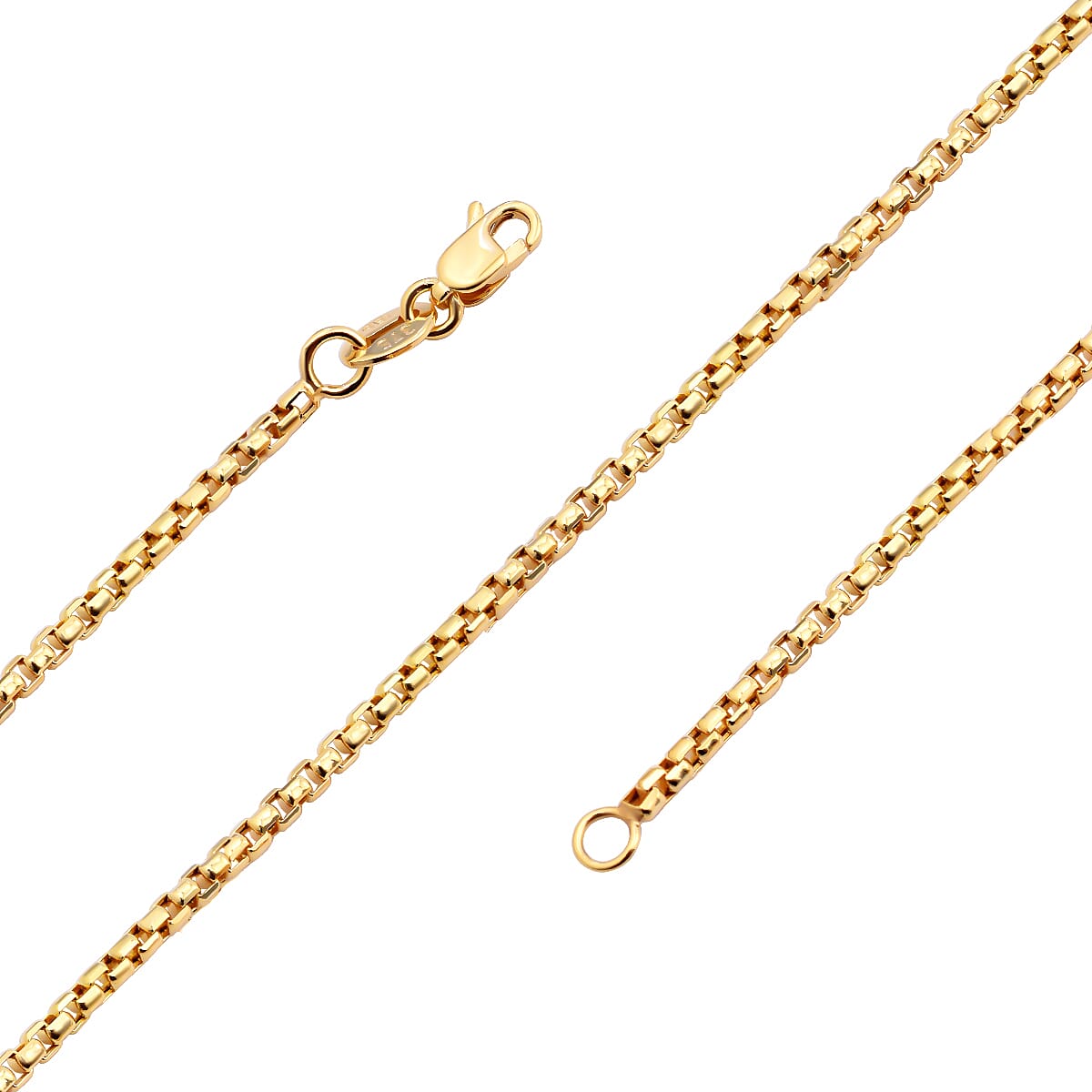 JCK Vegas Collection 9K Yellow Gold Venetian Box Chain (Size 20) with Lobster Clasp, Gold Wt. 3.50 Gms.