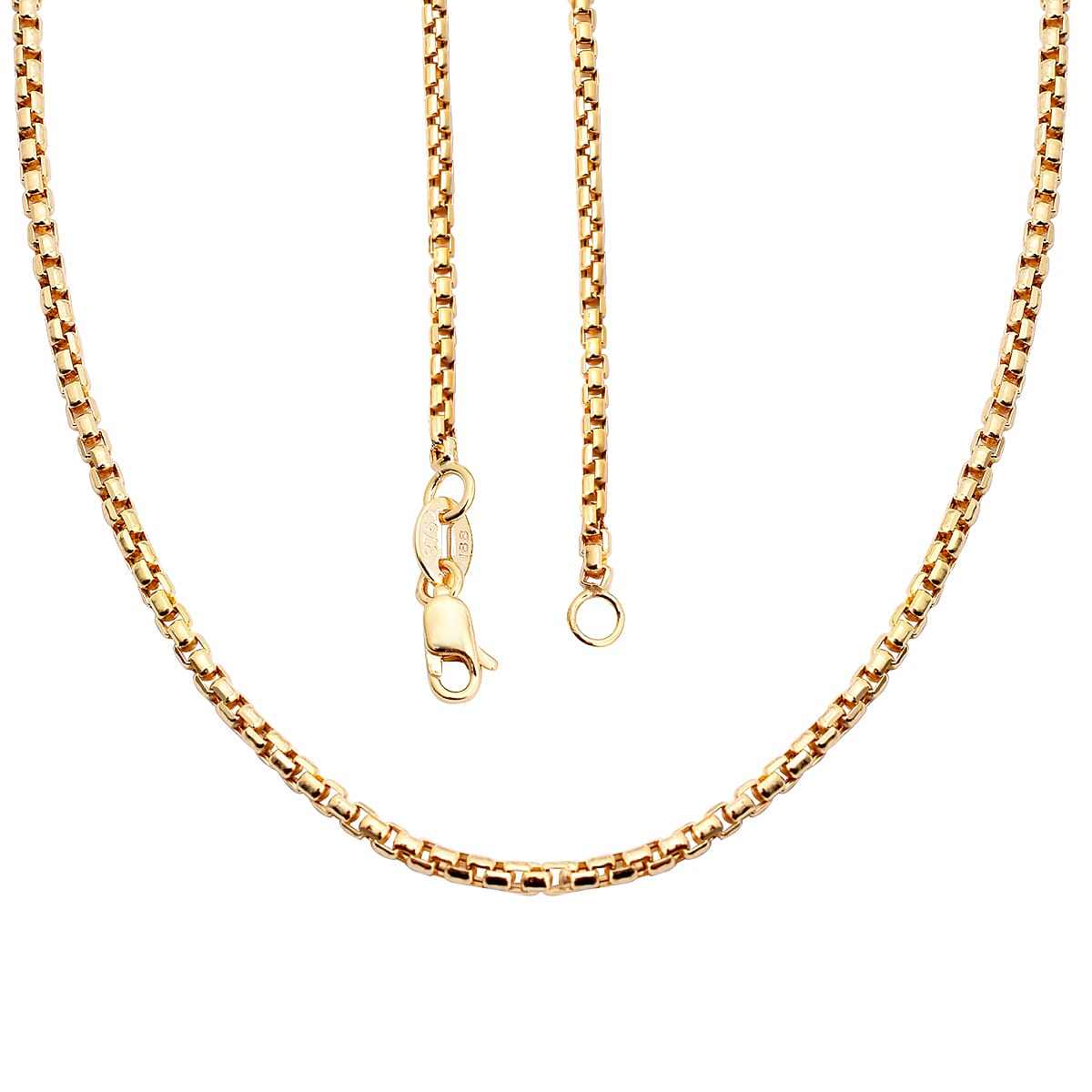JCK Vegas Collection 9K Yellow Gold Venetian Box Chain (Size 20) with Lobster Clasp, Gold Wt. 3.50 Gms.