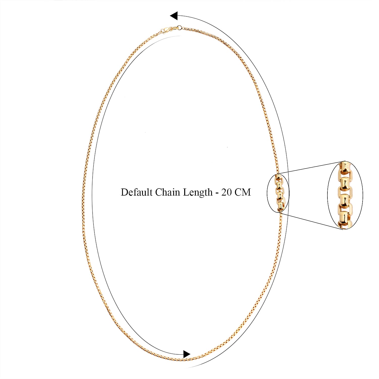 JCK Vegas Collection 9K Yellow Gold Venetian Box Chain (Size 20) with Lobster Clasp, Gold Wt. 3.50 Gms.