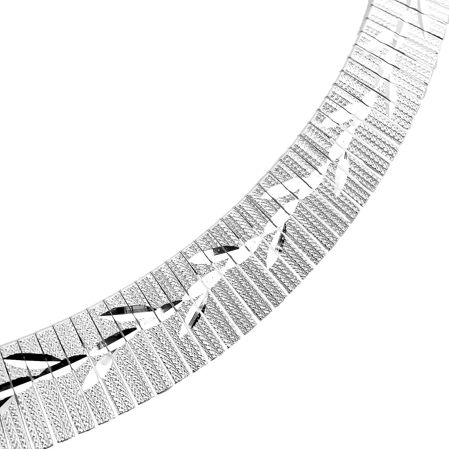 JCK Vegas Collection Rhodium Plated Sterling Silver Leaves Pattern Cleopatra Necklace (Size 17),With Lobster Clasp Silver wt 25.70 Gms.