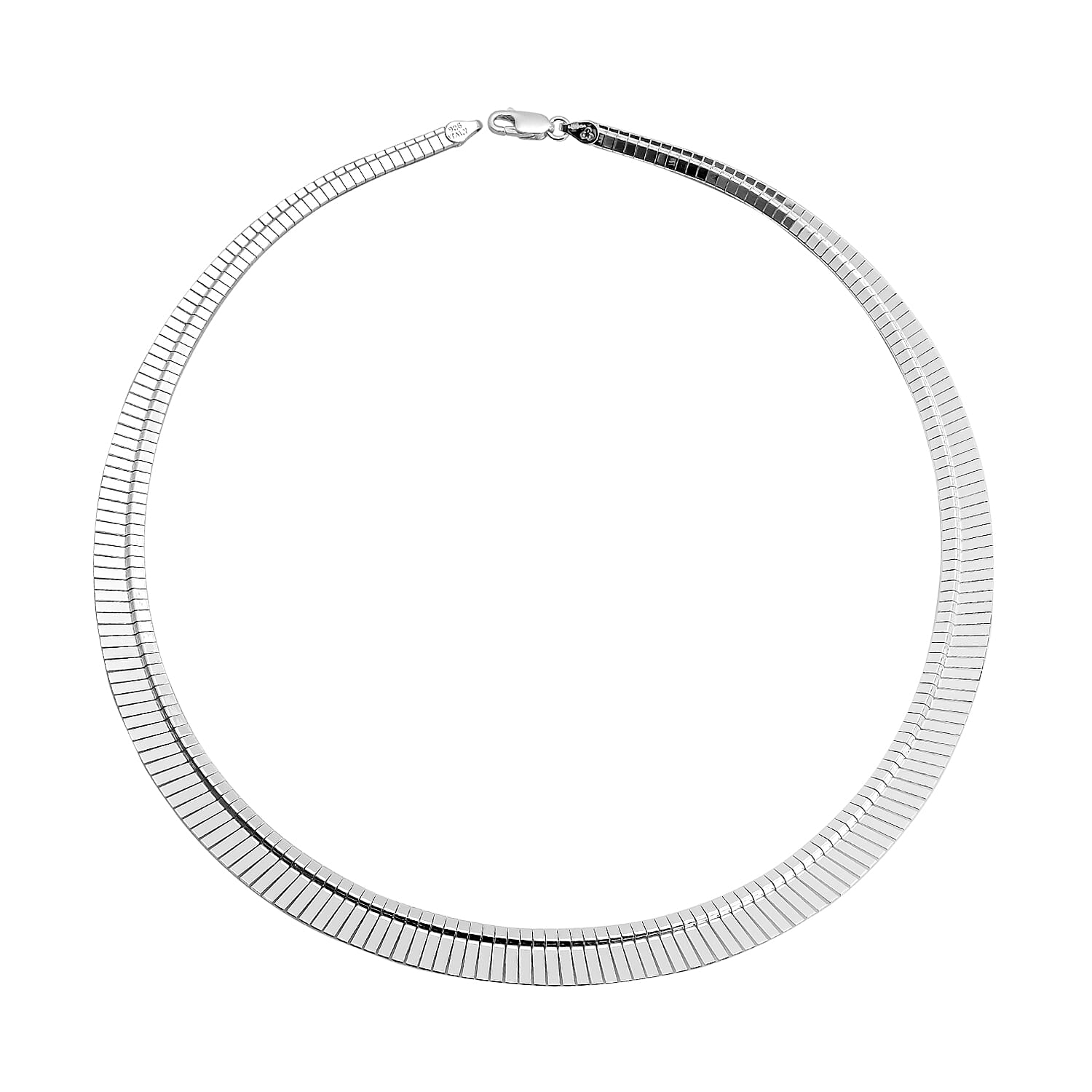 JCK Vegas Collection Rhodium Plated Sterling Silver Leaves Pattern Cleopatra Necklace (Size 17),With Lobster Clasp Silver wt 25.70 Gms.