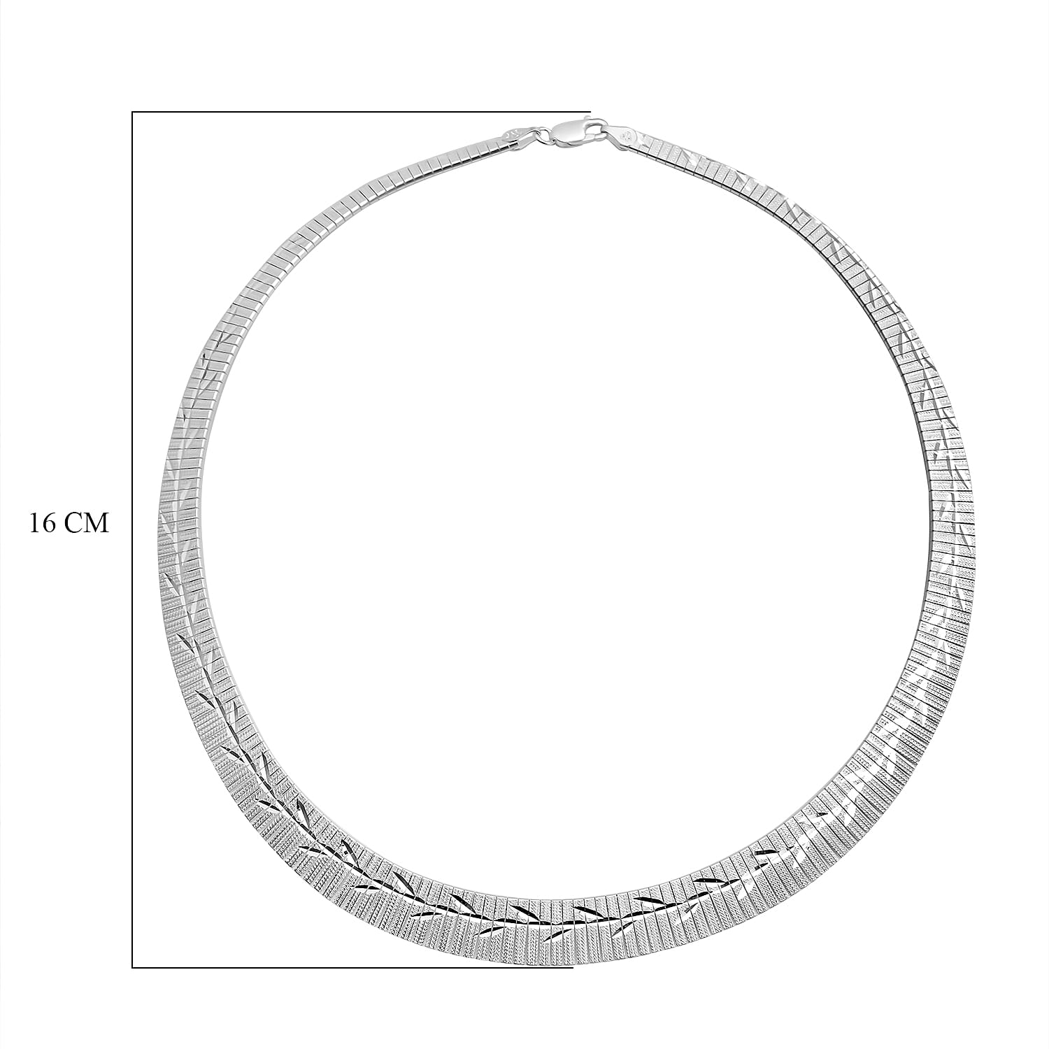 JCK Vegas Collection Rhodium Plated Sterling Silver Leaves Pattern Cleopatra Necklace (Size 17),With Lobster Clasp Silver wt 25.70 Gms.