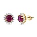 3.25 Ct AA African Ruby and Cambodian Zircon Halo Stud Earrings in 9K Gold