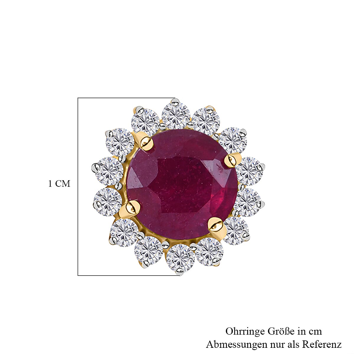 9K Yellow Gold AA  African Ruby & Natural Zircon Floral Earrings With Push Back 3.25 Ct.