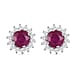 3.25 Ct AA African Ruby and Cambodian Zircon Halo Stud Earrings in 9K Gold