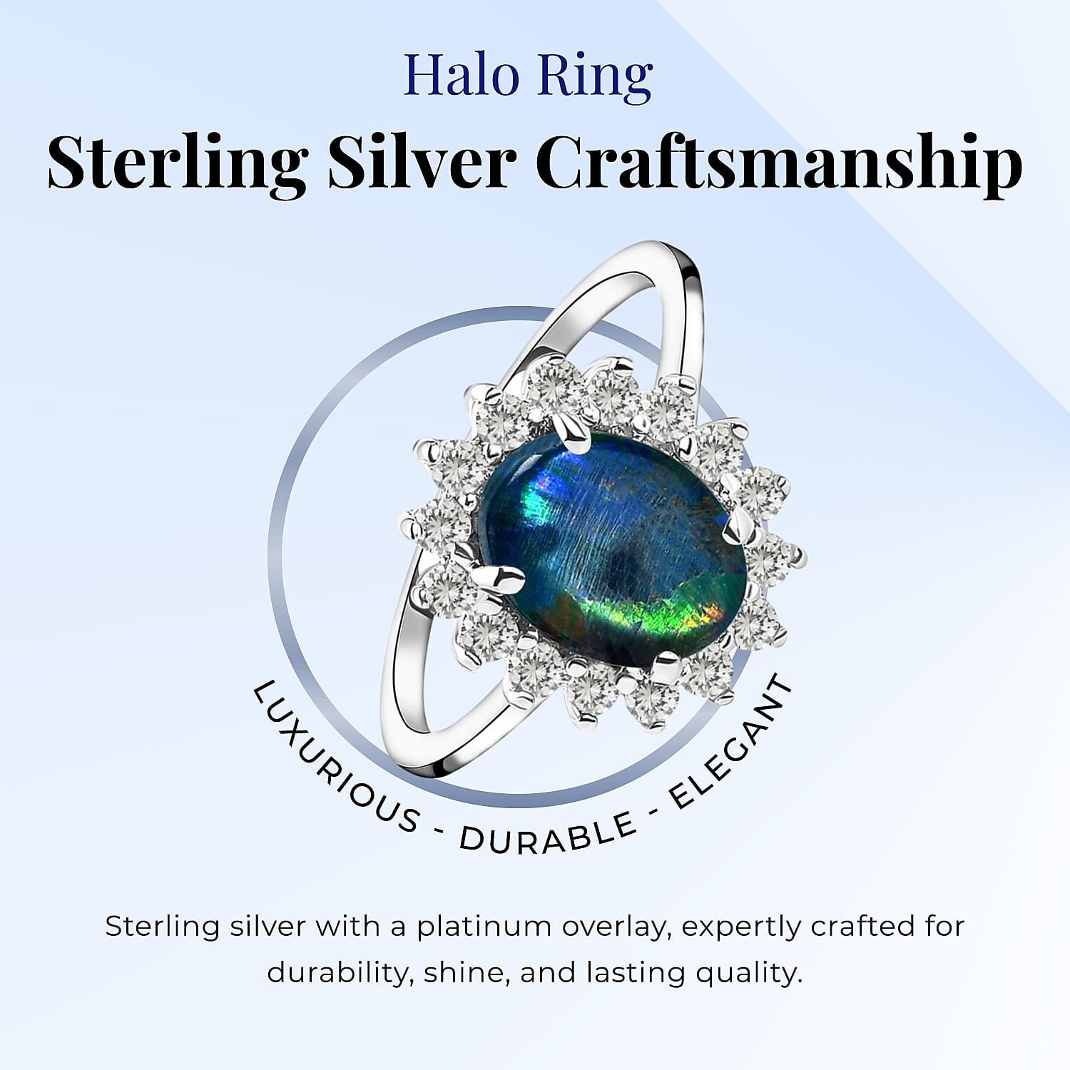 Australian Boulder Opal and Natural Zircon Halo Ring in Sterling Silver 2.32 Ct.