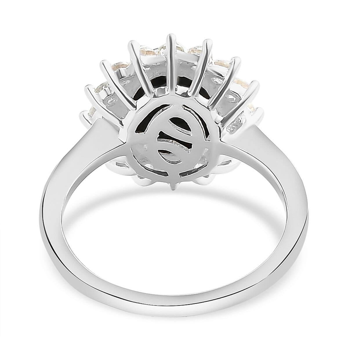 Australian Boulder Opal and Natural Zircon Halo Ring in Sterling Silver 2.32 Ct.