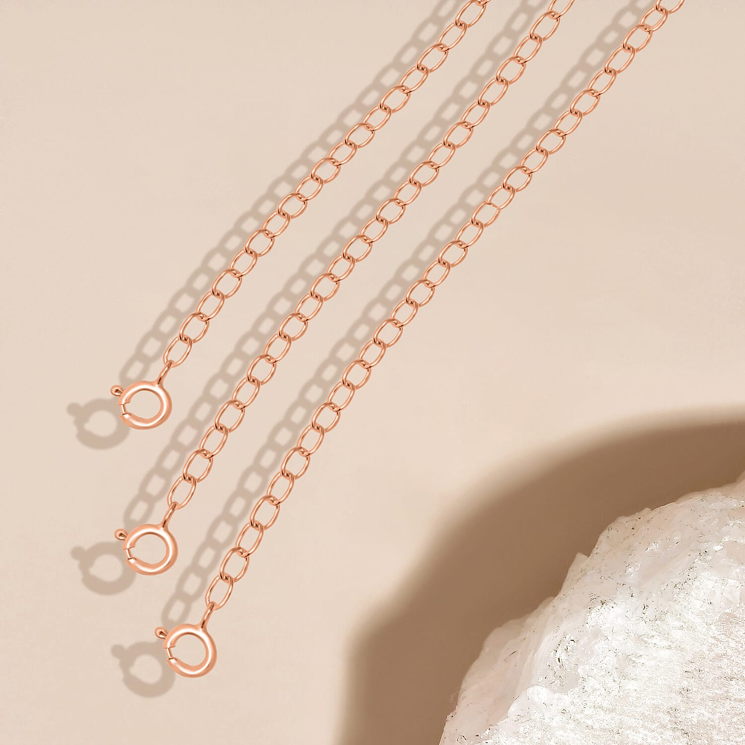 3 Piece Set - Rose Gold Overlay Sterling Silver Chain Extenders (Size 2 Inch, 3 Inch and 4 Inch)