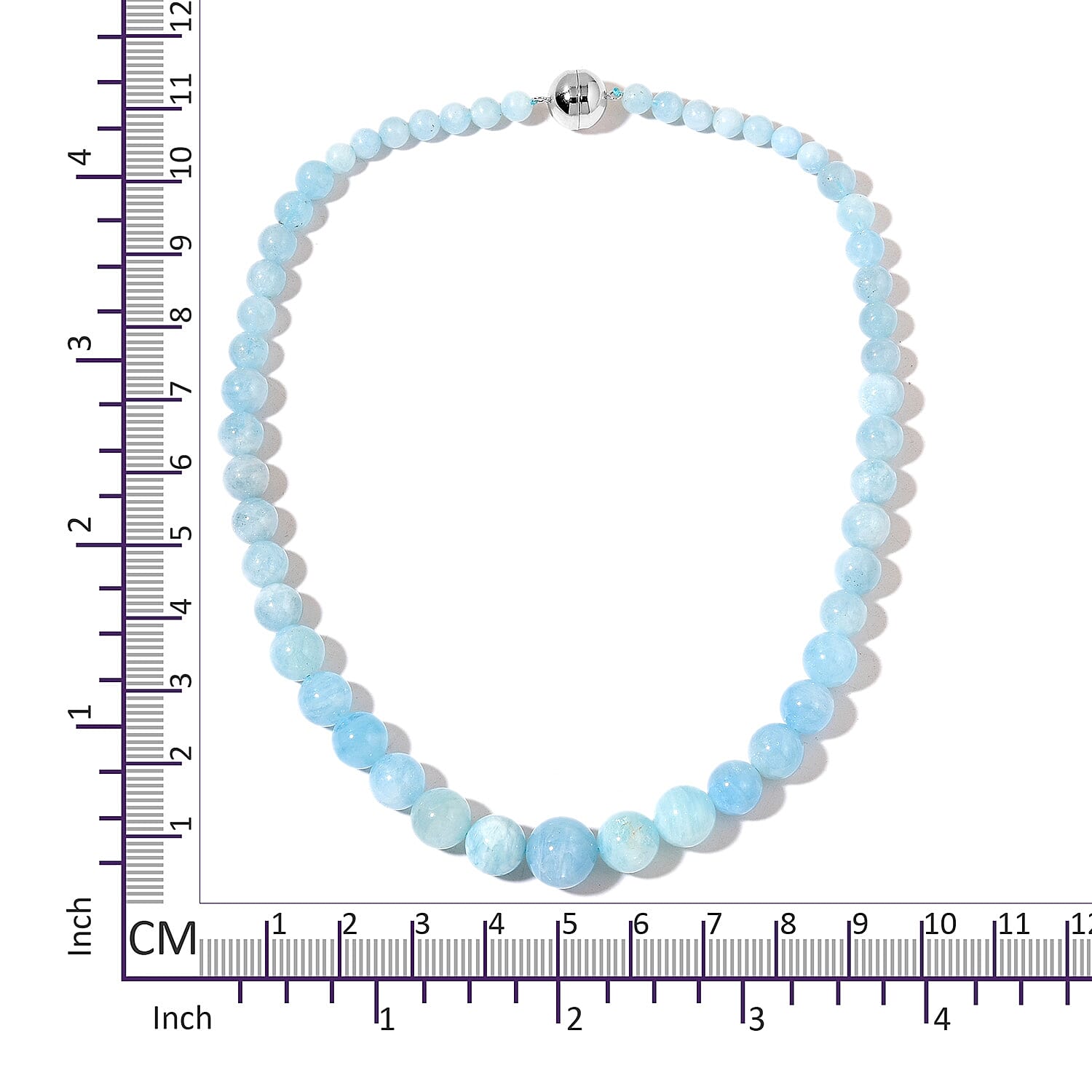 Very Rare Size Espirito Santo Aquamarine Graduated Beads Necklace (Size 20) with Magnetic Clasp in Rhodium Plated Sterling Silver 403.500 Ct.