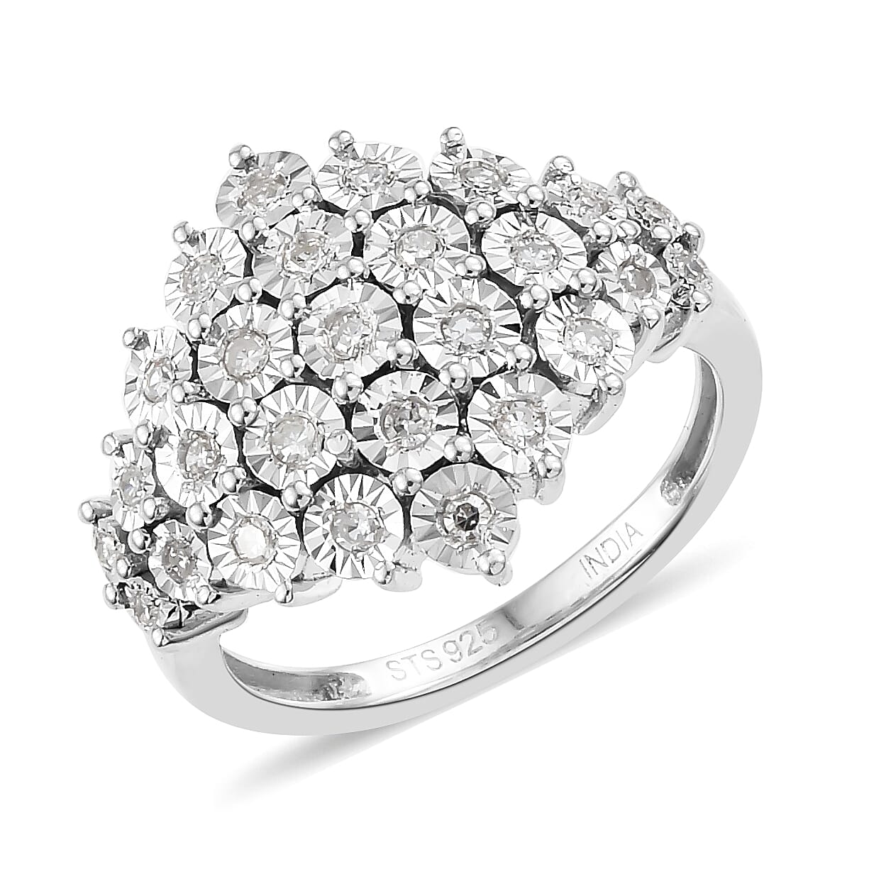 New York Close Out- Diamond (Rnd) Ring in Rhodium Overlay Sterling Silver 0.246 Ct.