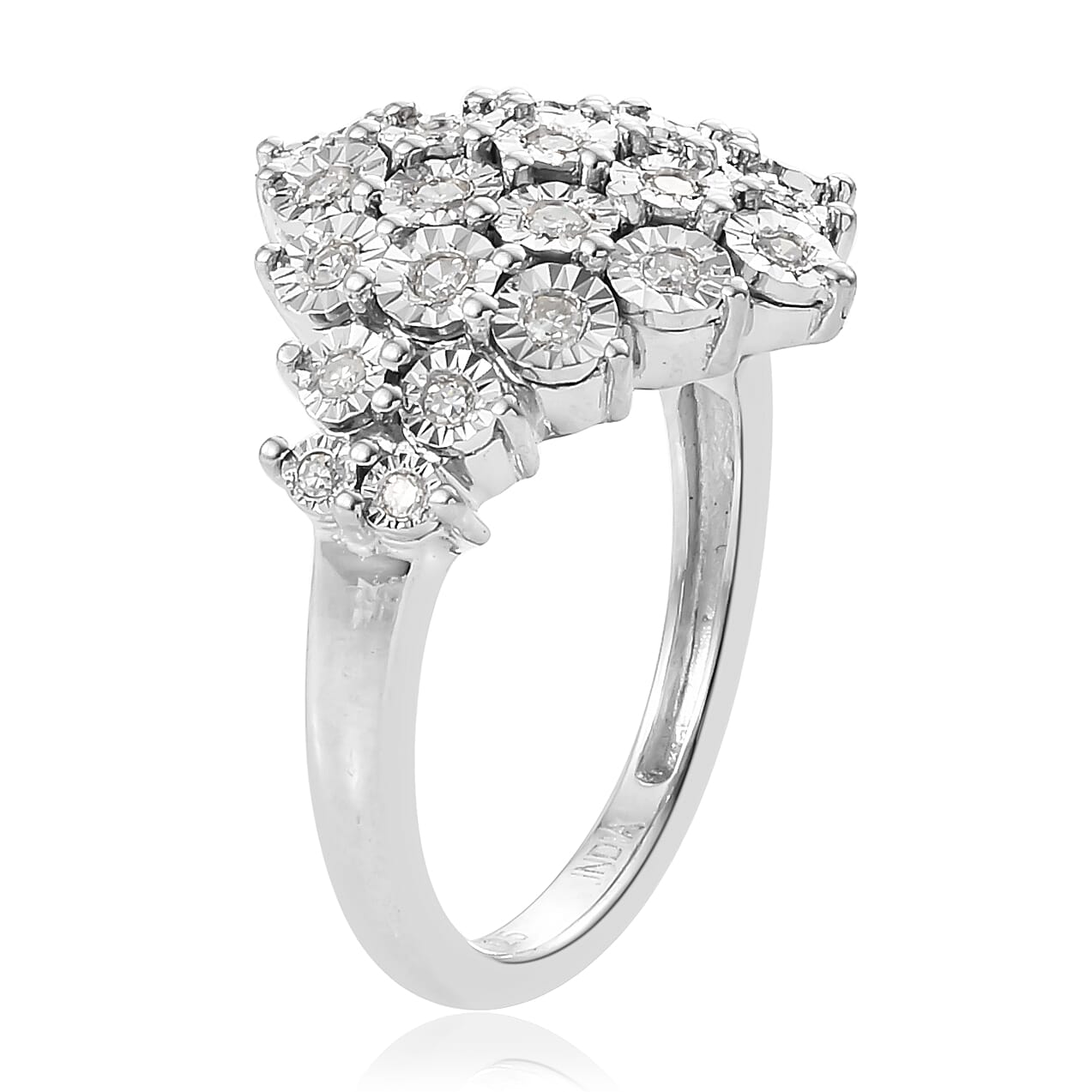 New York Close Out- Diamond (Rnd) Ring in Rhodium Overlay Sterling Silver 0.246 Ct.